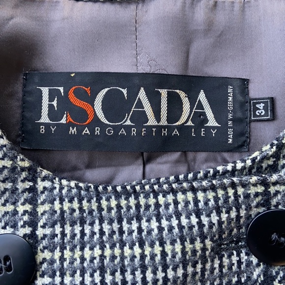 VTG 80s Escada Wool Houndstooth Blazer 34 - Picture 6 of 12